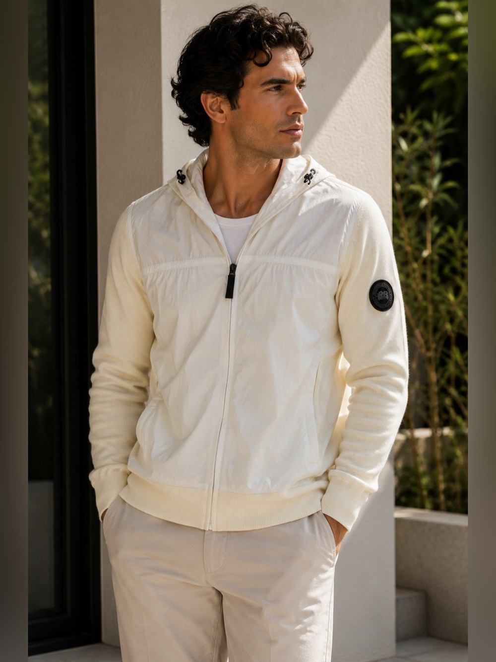 Sz L Canada Goose 100% Merino Wool Full zip Up Mixed Media Jacket $850 MSRP